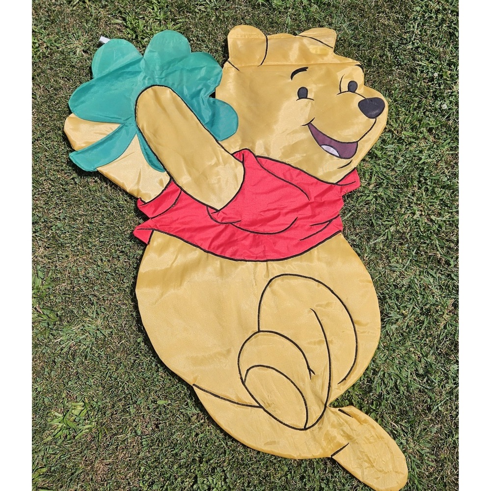 Vintage Winnie The Pooh Shamrock Outdoor Garden Flag 40X29 St. Patty's Day - Picture 2 of 8